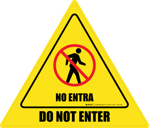 Do Not Enter Bilingual Spanish with Icon Triangle - Floor Sign