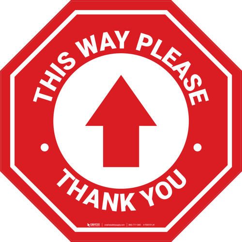 This Way Please Thank You with Arrow Stop - Floor Sign