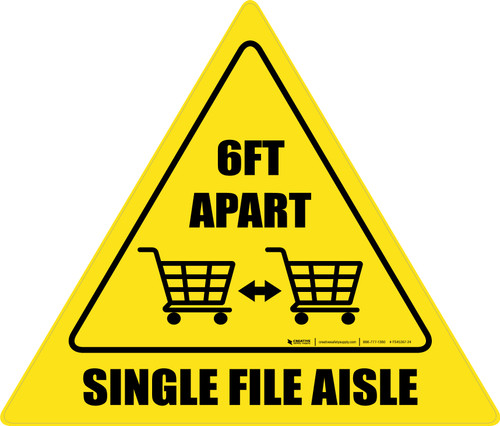 Single File Aisle with Shopping Carts Triangle - Floor Sign