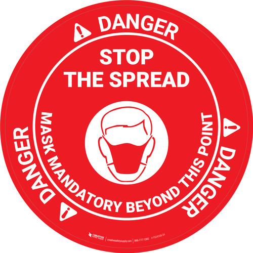 Danger: Stop The Spread Mask Mandatory with Icon OSHA Circular - Floor Sign