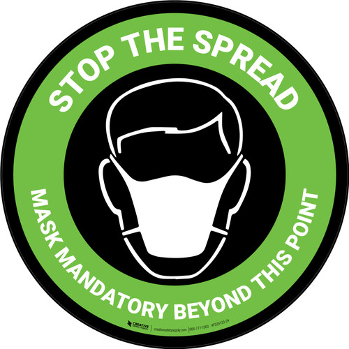Stop The Spread - Mask Mandatory with Icon Green Circular - Floor Sign