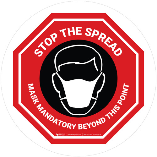 Stop The Spread - Mask Mandatory with Icon Stop Circular - Floor Sign