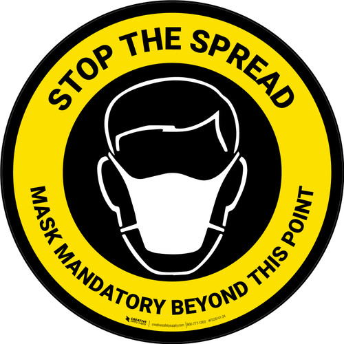 Stop The Spread - Mask Mandatory with Icon Yellow Circular - Floor Sign