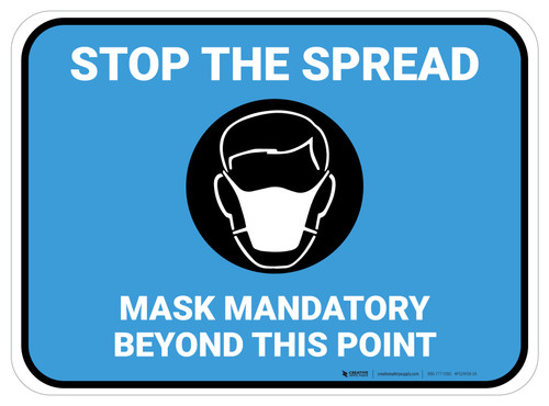 Stop The Spread - Mask Mandatory with Icon Blue Rectangle - Floor Sign