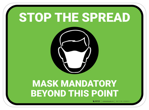 Stop The Spread - Mask Mandatory with Icon Green Rectangle - Floor Sign