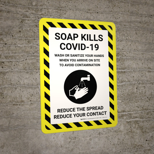 Soap Kills Covid19 with Icon Portrait Wall Sign