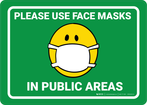 Please Use Facemasks in Public Areas Facemask Emojis Dark Blue - Wall Sign