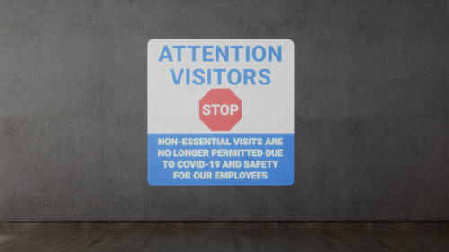 Attention Visitors Stop - Visits No Longer Permitted with Icon - SignCast S200 Virtual Sign