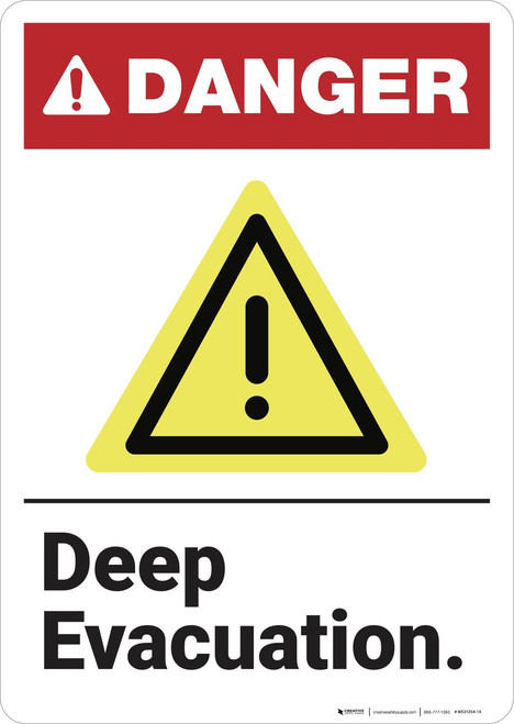 Danger: Deep Evacuation Ansi - Wall Sign
