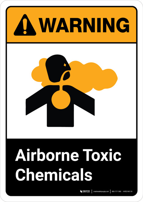 Warning: Airborne Toxic Chemicals with Icon ANSI Portrait - Wall Sign