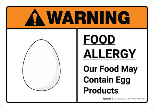 Warning: Food Allergy Food May Contain Egg with Icon ANSI Landscape - Wall Sign