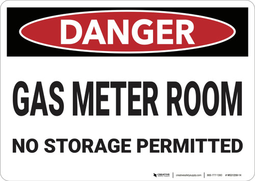 Danger: Gas Meter Room - Wall Sign