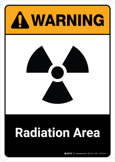 Warning: Radiation Area with Icon ANSI Portrait - Wall Sign