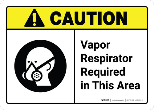 Caution: Vapor Respirator Required in This Area with Icon ANSI Landscape - Wall Sign