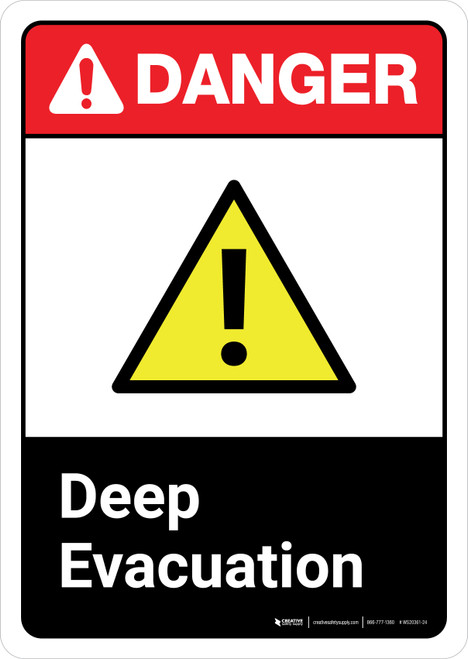Danger: Deep Evacuation with Icon ANSI Portrait - Wall Sign