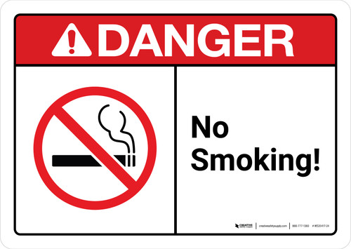 Danger: No Smoking with Icon ANSI Landscape - Wall Sign