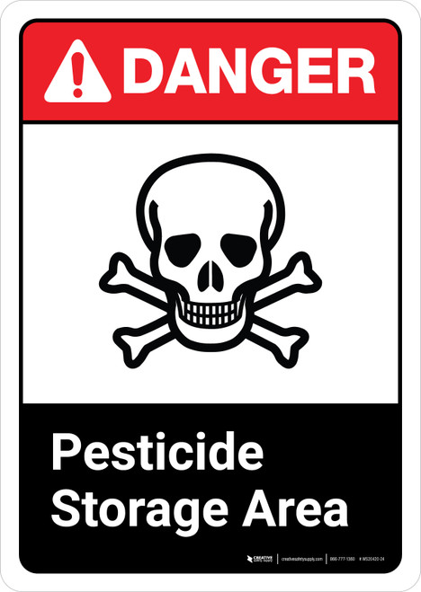 Danger: Pesticide Storage Area Sign with Icon ANSI Portrait - Wall Sign