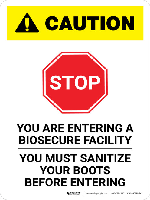 Caution: Stop You Are Entering A Biosecure Facility Portrait - Wall Sign