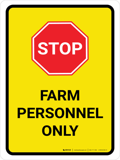 Stop Farm Personnel Only Portrait - Wall Sign