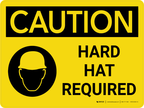 Caution: Hard Hat Required with Graphic Landscape - Wall Sign