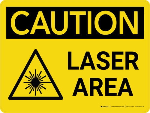 Caution: Laser Area with Hazard Graphic Landscape - Wall Sign
