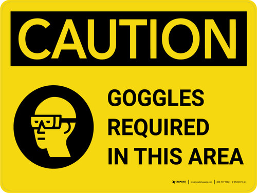 Caution: PPE Goggles Required in This Area With Graphic Landscape - Wall Sign