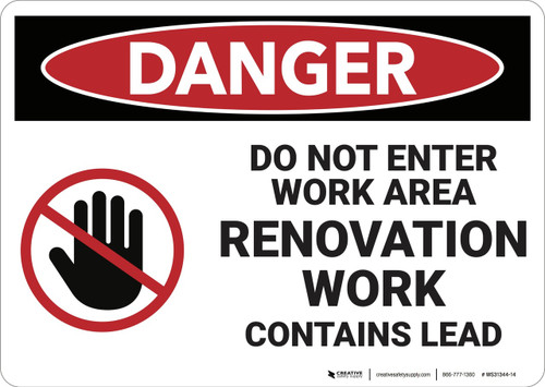 Danger: Do Not Enter Work Area Contains Lead - Wall Sign