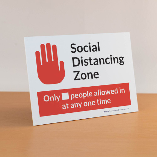 Social Distancing Zone Maximum People Allowed with Icon Red Landscape - Desktop Sign