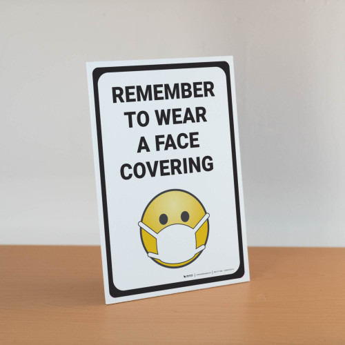 Remember to Use Face Covering with Emoji Portrait - Desktop Sign