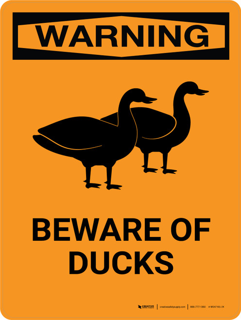 Warning: Beware Of Ducks Portrait - Wall Sign