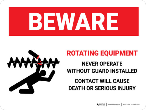 Beware: Rotating Equipment Landscape - Wall Sign