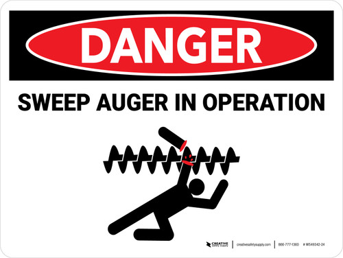 Danger: Sweep Auger In Operation Landscape - Wall Sign