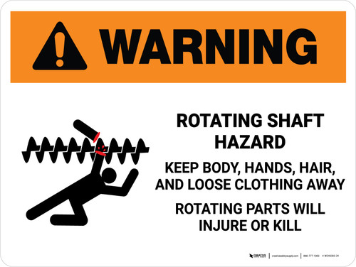 Warning: Rotating Shaft Hazard Keep Body Landscape - Wall Sign