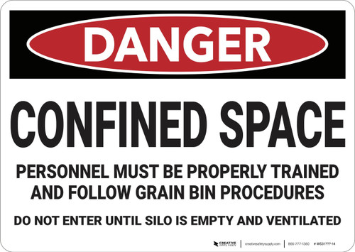Danger: Confined Space Properly Trained Personnel - Wall Sign