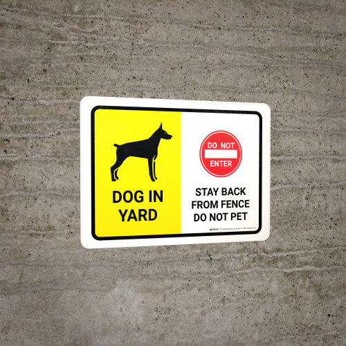 Chien Dans Le Jardin - Séjour De Retour De Clôture-Pas D'Animaux (Dog In  Yard - Stay Back From Fence/Do Not Pet) Landscape French - Wall Sign
