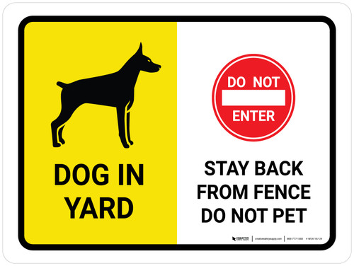 Dog In Yard - Stay Back From Fence/Do Not Pet Landscape - Wall Sign
