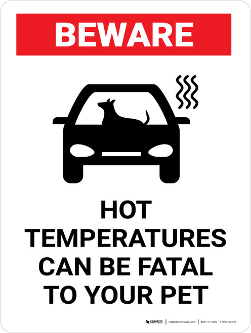 Beware: Hot Temperatures Can Be Fatal To Your Dog Landscape - Wall Sign
