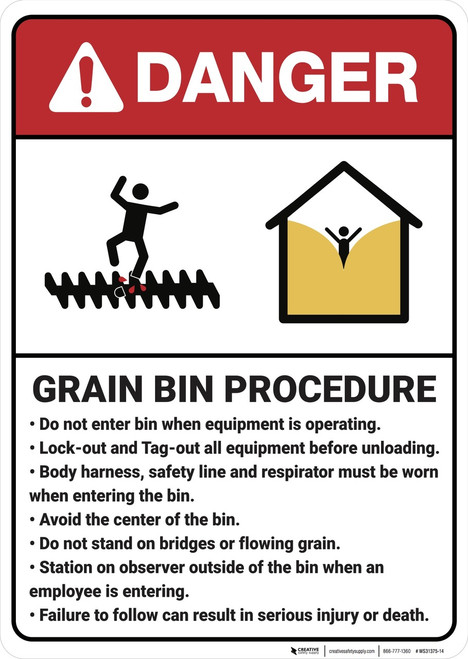 Danger: Grain Bin Procedure - Wall Sign