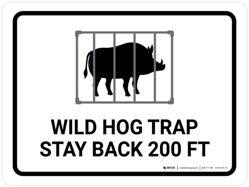 Wild Hog Trap Stay Back 200 Ft with Icon Landscape - Wall Sign