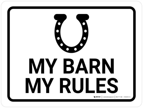 My Barn My Rules with Horseshoe Icon Landscape - Wall Sign