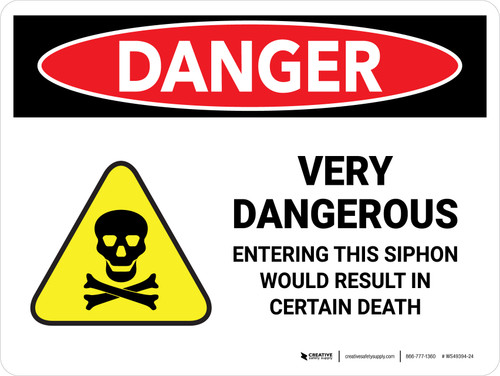 Danger: Very Dangerous - Entering This Siphon Would Result in Certain Death with Hazard Icon Landscape - Wall Sign