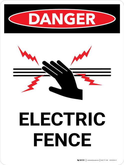Danger: Electric Fence Portrait - Wall Sign