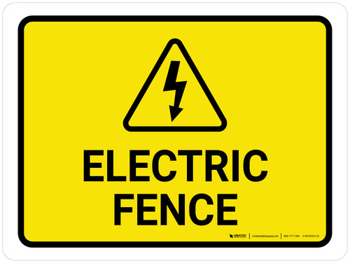 Electric Fence with Hazard Icon Landscape - Wall Sign