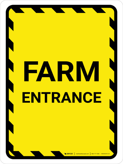 Farm Entrance with Hazard Lines Portrait - Wall Sign