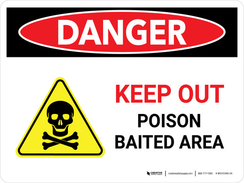 Danger: Keep Out Poison Baited Area Landscape - Wall Sign