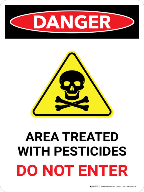 Danger: Area Treated With Pesticides Do Portrait - Wall Sign