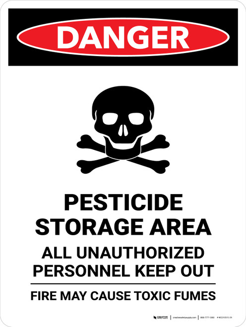 Danger: Pesticide Storage Area All Portrait - Wall Sign