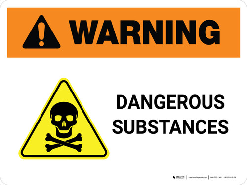 Warning: Dangerous Substances with Hazard Icon Landscape - Wall Sign