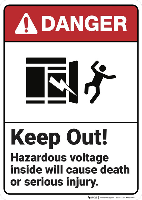 Danger: Keep Out Hazardous Voltage - Wall Sign