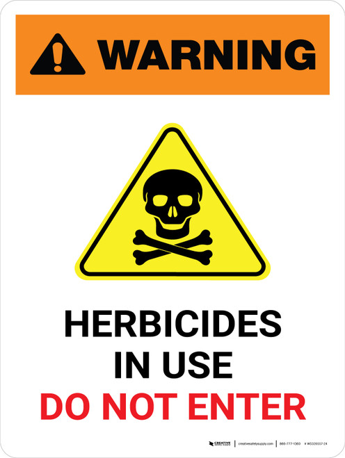 Warning: Herbicides In Use - Do Not Enter with Hazard Icon Portrait - Wall Sign
